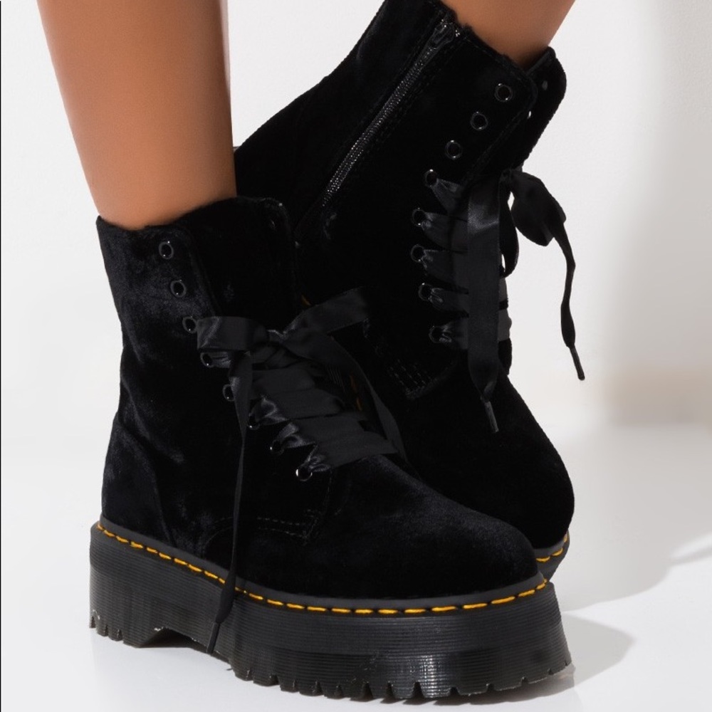 Dr.Marten JADON velvet platform boots